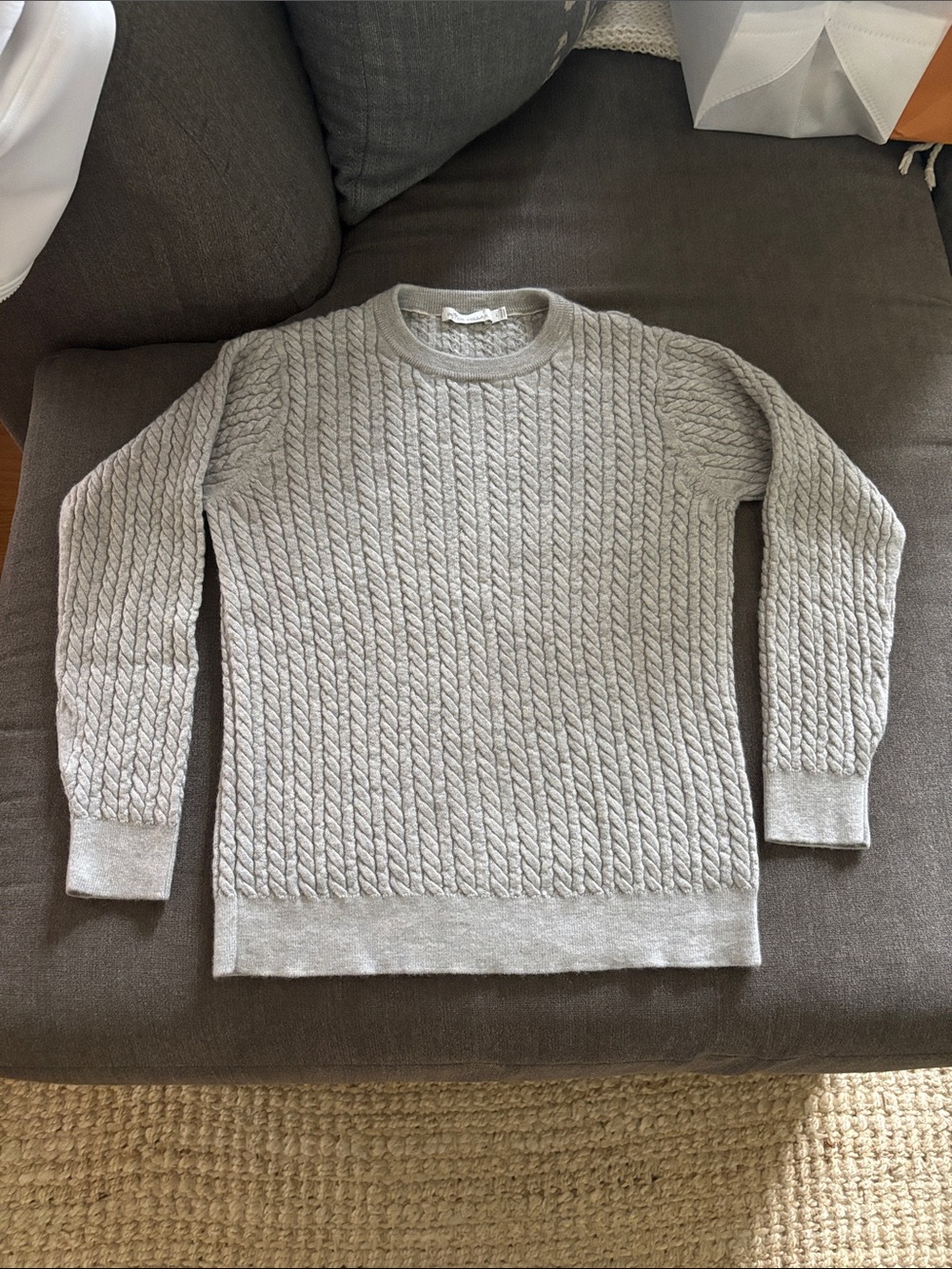 Peter millar women’s large grey cable knit cashmere sweater